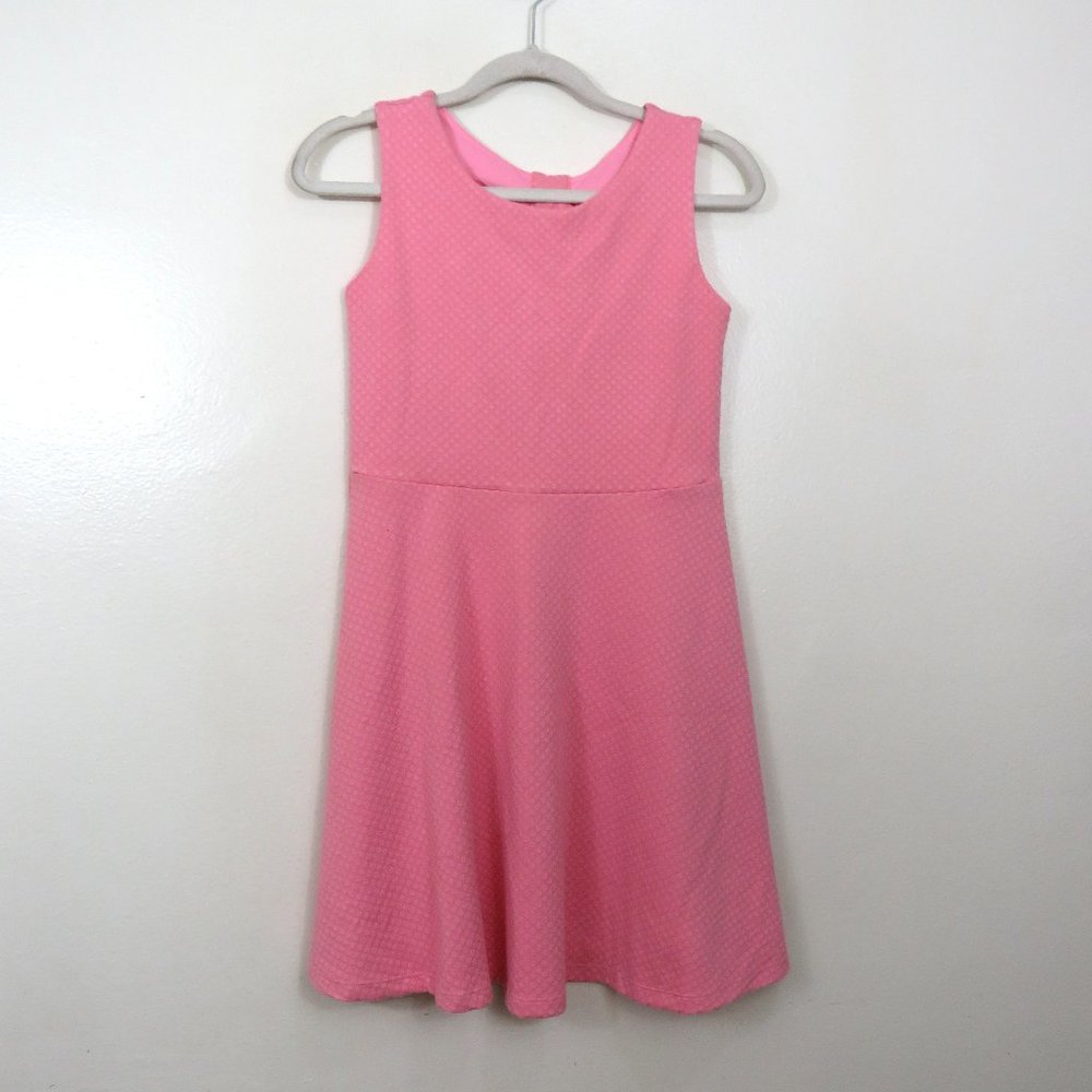 Kate Spade Girls 14 Sleeveless Vivan Cut Out Back Dress Bow Pink Textured